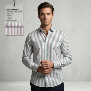 Tessuto Popeline Premium in Cotone Lyocell Tinto in Filo a Righe Colorate, Trattato con Ammoniaca Liquida, per Camicie da Uomo, Donna e Bambino, Anti-piega - Product Image 5
