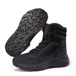 Bottes de randonnée d'hiver en cuir de vache naturel et tissu Oxford à lacets pour hommes Coyote Tactical Black - Product Image 2