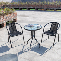 Ensemble de meubles d'extérieur modernes YingRun, structure en métal, table en verre ondulé, résistant aux intempéries, ensemble de bistrot pour patio et jardin
