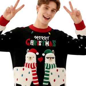 पुरुषों की लंबी आस्तीन क्रिसमस अल्का बदसूरत स्वेटर पुलवर 100% ऐक्रेलिक शीतकालीन अवकाश स्वेटर - Product Image 3