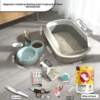 Kit de démarrage pour chat avec litière, lit en peluche et abreuvoir automatique, ensemble de fournitures pour nouveaux propriétaires de chat avec pelle à litière, jouets pour chat