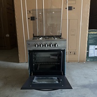 Cuisinière à gaz combinée autonome pour la maison, en acier inoxydable, avec four à gaz à quatre brûleurs et grande chambre de cuisson de 80 L