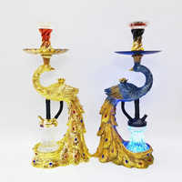 Chicha en résine en forme de paon, créative, avec sortie de fumée arrière, de qualité supérieure, de luxe léger, style bohème, décoration artistique européenne, ensemble de chicha