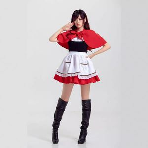 <b>Little</b> <b>Red</b> Riding Hood Cosplay Costume Women Halloween Party Maid Outfit Spring 2025 Skirt Apron Shawl Adult Size - Product Image 2