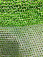 Tissu de maille élastique à gros trous avec strass en cristal, tissu en Spandex pour robe de dames