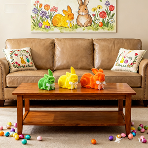 Özel Yapım Yeni Paskalya Süsleri Renkli İç Mekan Dayanıklı Suni Peluş Yosun Tavşan Figürleri Çok Satan Dekoratif Figürinler - Product Image 3