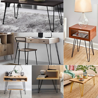 Pieds de table en fil de fer industriel style épinglette, support de meuble métallique 8-35 cm, design 2/3 branches, pour bricolage
