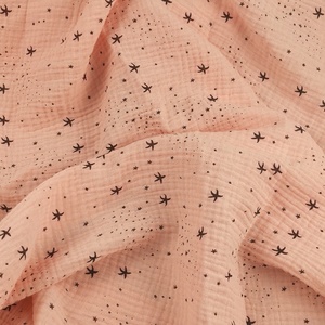 Tissu en mousseline de coton froissé double épaisseur imprimé, lavé au sable, léger, absorbant et thermocollant 216829 pour les couvertures de bébé - Product Image 5