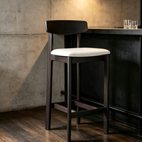 Chaise de comptoir en bois au design moderne et rétro pour cuisine, villa, club, usage commercial, bistrot, bar, avec dossier haut
