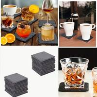 Sous-verres en pierre d'ardoise de style classique pour la décoration intérieure de la cuisine et le paquet en vrac de café