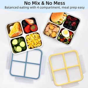 Stainless Steel Bento <b>Box</b> Leakproof <b>Lunch</b> <b>Box</b> 3-Compartment Metal Snack Containers for Kids School and Adults Food Storage - Product Image 2