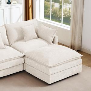Sofá Esquinero Modular Moderno de Tela Chenille con Otomana, Extra Cómodo, para Sala de Estar Pequeña - Product Image 4