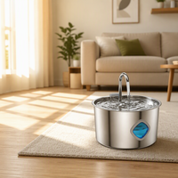 Fontaine à eau automatique pour chat et chien en acier inoxydable 3,2 L avec fenêtre de niveau d'eau, disponible en OEM