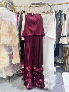 Nouvelles arrivées OUDINA, <span class=keywords><strong>robe</strong></span> <span class=keywords><strong>longue</strong></span> de soirée en maille à fleurs 3D sans bretelles, épaules dénudées, pour banquets et soirées - Product Image 3