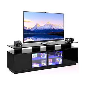 <span class=keywords><strong>Mobile</strong></span> Porta TV da 70 Pollici Nero con Luci LED, Vendita all'Ingrosso |   <span class=keywords><strong>Mobile</strong></span> TV con porta in vetro, spazio contenitore <span class=keywords><strong>e</strong></span> ricarica USB - Product Image 1