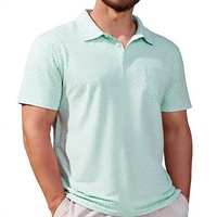 Polo de Golf para Hombre, Corte Ajustado, Secado Rápido, Estampado, Transpirable, Tejido Elástico en 4 Direcciones, Absorbe la Humedad, Bolsillo en el Pecho, Diseño con Ventilación Lateral