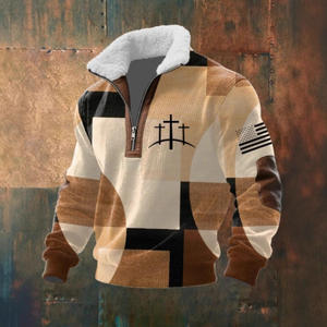 Pull en maille imitation à huit côtes à col en fourrure zippé décontracté pour <span class=keywords><strong>homme</strong></span>, nouvelle collection automne-hiver 2025, transfrontalier - Product Image 2