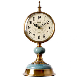 American Style Retro <b>Table</b> <b>Clock</b> Circular Gold Base Home Decoration Desk <b>Clock</b> - Product Image 5