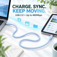 Câble de charge rapide USB C OEM 60W, Type-C vers Type-C, câble de données en silicone ultra souple pour ordinateur portable, tablette, téléphone, charge et synchronisation