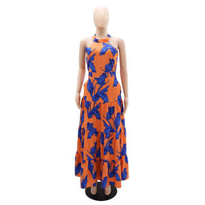 Abito Lungo da Donna Elegante e Casual con Stampa, Senza Maniche, con Spacco Alto, Sexy, per Spiaggia e Cerimonie - Product Image 2