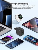 65W GaN Multi Port Rétractable USB-C Téléphone Chargeur Smart Pliable Prise Murale Câble Compatible UE/US Prise OTP Ordinateur Portable