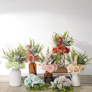 Ramo de Rosas Artificiales con Fragancia Salvaje, Decoración para el Hogar de Poliéster, Arreglo para Bodas - Product Image 1