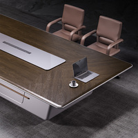 Table de conférence extensible haut de gamme de niveau E0, design moderne en MDF, 12 places, pour négociations, hôtels et salles à manger