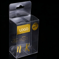 Boîte de présentation pliable en plastique PET transparent écologique personnalisée avec impression de logo en relief et emballage avec languette de suspension