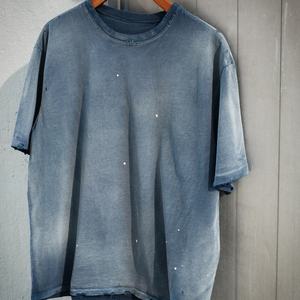 Camiseta de Hombre de Algodón Estilo Urbano, Personalizada, Vintage, Holgada, Lavada al Ácido, Desgastada, Corta, Cuadrada, Degradada, Decolorada por el Sol, de Manga Corta - Product Image 2