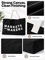 Sac fourre-tout en toile noir JC BASIC, durable, à fond large et soufflet, personnalisable avec logo, idéal pour le commerce de détail et la promotion