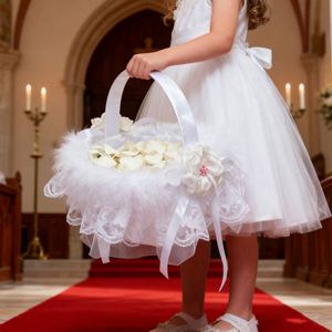 Cesta de encaje hecha a mano para niña, para ceremonia, boda, flor, bolso de mano - Product Image 4