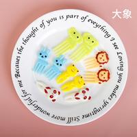 10 pièces ABS forme animale boîte à Bento créative fourchette à fruits Sandwich pain étiquette décorative pour pique-nique Mini Portable Durable fourchette alimentaire