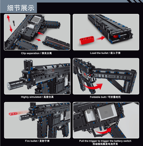 Fusil d'assaut MP5 Lanceur de mitraillette Jouet de construction éducatif assemblé pour garçons Modèle de jouet pour les enfants de 8 ans et plus - Product Image 5