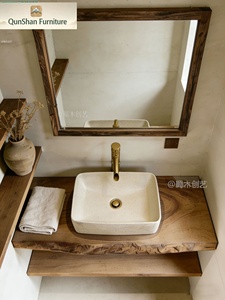 Mueble <span class=keywords><strong>de</strong></span> <span class=keywords><strong>Baño</strong></span> Flotante <span class=keywords><strong>de</strong></span> Madera Maciza Rústica con Borde Natural, Gabinete <span class=keywords><strong>de</strong></span> Lavabo Flotante <span class=keywords><strong>de</strong></span> Madera Natural, Almacenamiento <span class=keywords><strong>para</strong></span> <span class=keywords><strong>Baño</strong></span> en Espacios <span class=keywords><strong>Pequeños</strong></span> - Product Image 6