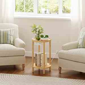 Table d'appoint ronde en bois, table basse circulaire en bois, table de salon ronde en bois pour le salon - Product Image 4