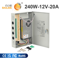 Fuente de Alimentación Conmutada para Interiores BLD-12V-20A-240W de 18 Canales para Cámara, Transformador de Alta Eficiencia de Salida Única para Luz LED, 220V a 12V