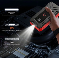 Démarreur de voiture d'urgence 12V et gonfleur d'air combinés, batterie portable multifonction pour démarrage moteur en cas de batterie faible, noir/rouge 1