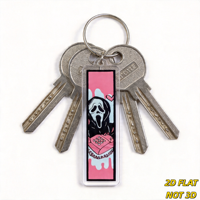 Porte-clés rose d'horreur avec masque hurlant de dessin animé, téléphone rétro et cœurs, style gothique Y2K en acrylique, parfait
