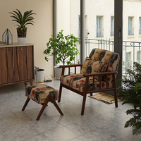 Bequemer gepolsterter Akzent-Sessel für Apartment Schlafzimmer & Hotel empfang Stilvoller Freizeit stuhl aus Holz & Stoff