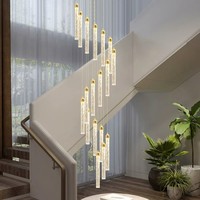 Lustre d'escalier rotatif Dengzhuo, moderne et luxueux, en acier inoxydable et cristal LED, pour loft, appartement, villa, salon, duplex