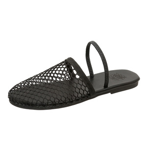 Sandalias romanas huecas tejidas de red de pescado a la moda de verano, nuevos zapatos planos de pescador de cabeza redonda, medias pantuflas de cabeza Bao - Product Image 6