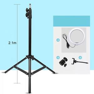 ホットセール <span class=keywords><strong>3</strong></span>つのスマホホルダー付き 14インチリングライト 2.1m耐久性プラスチック三脚 ライブ配信/メイクアップ/写真撮影照明 - Product Image 2