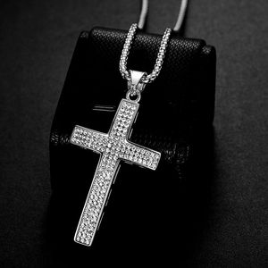 Cross <b>Titanium</b> Steel Necklace With Synthetic Diamonds Unisex Party Jewelry - Product Image 3