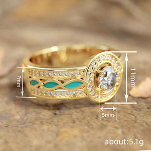 Anello di fidanzamento da donna T0875 in oro massiccio 18 carati con diamante rotondo brillante, montatura a pavé, design geometrico, gioielleria raffinata - Product Image 4