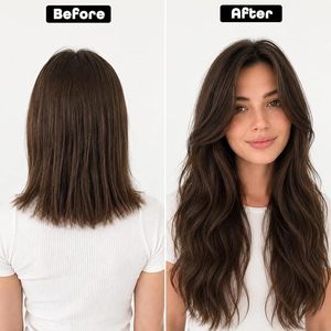 Extensions de cheveux à clipser, 20 pouces, extensions de cheveux synthétiques douces à clipser, extensions de cheveux ondulés bruns pour femmes et filles - Product Image 5