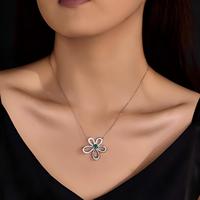 Collier Tournesol 5 Pétales en Argent Sterling S925 Entièrement Pavé de Moissanite, Tendance et Polyvalent, Bijou de Luxe pour Femme, Idéal Cadeau