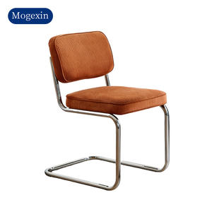 Chaises de salle à manger de luxe européennes modernes avec cadre en acier et revêtement en lin, design super confortable pour la maison, le bureau, l'école, l'entrée, l'hôtel - Product Image 6