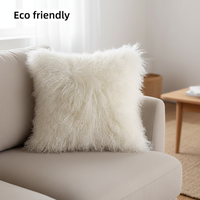 Coussin décoratif en fourrure de mouton du Tibet véritable, blanc chaud, brun, doux, en peau de mouton de Mongolie, vente en gros, directement de l'usine, échantillon disponible