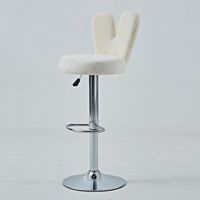 Tabouret de bar pivotant réglable en hauteur avec dossier, en tissu peau de mouton couleur crème, structure métallique moderne et minimaliste, mobilier de bar