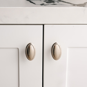 高品质实心黄铜椭圆形旋钮，串珠设计，浴室盥洗台把手，定制 - Product Image 6